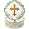 Sparkle and Bash 80-Pack Gold Cross with Leaf Paper Plates - 9 Inch Round Paper Plates - Ideal for Christening, Baptismal, and Church-Related Events